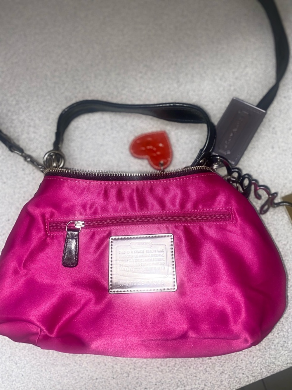 Coach Poppy Pink/Purple/Black Tartan Groovy Shoulder/Crossbody Bag EUC - Picture 14 of 15